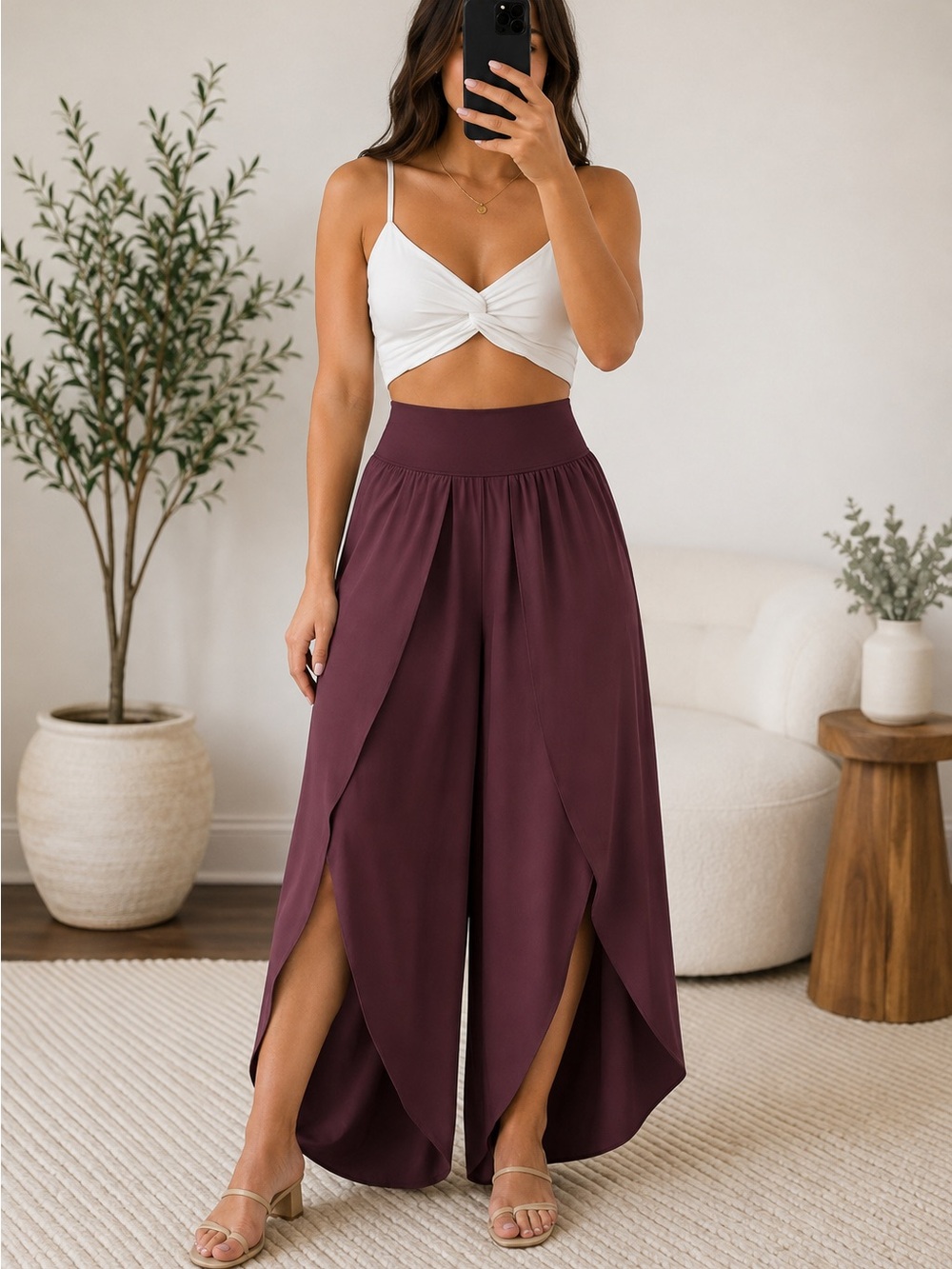 Halara Amaranth Flowy Wide Leg Pants Medium Regular